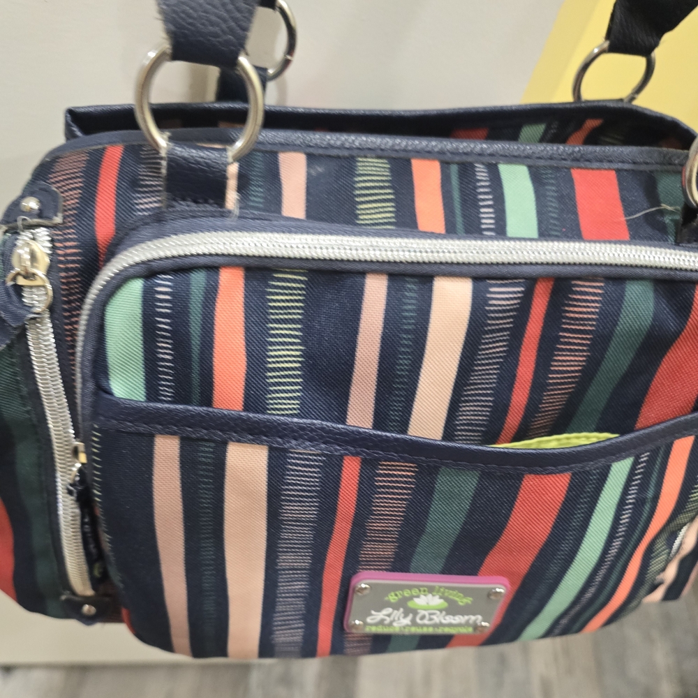 Lily Bloom Multicolor Striped Women's Bag With Multiple Pockets - Picture 5 of 14